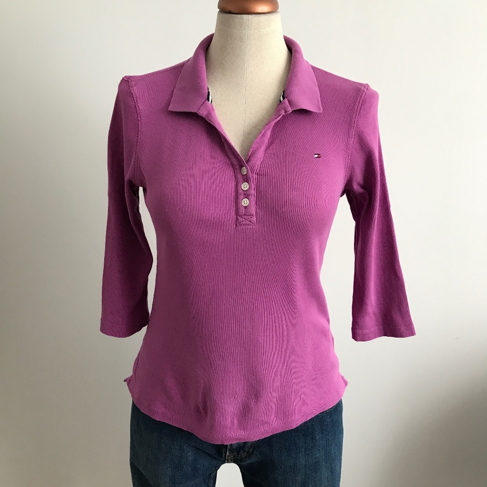 Tommy Hilfiger - Pink three quarter sleeve Polo Shirt